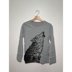 FabKids Boys' Howling Wolf Long Sleeve Shirt – Grey – Size XL – NWT